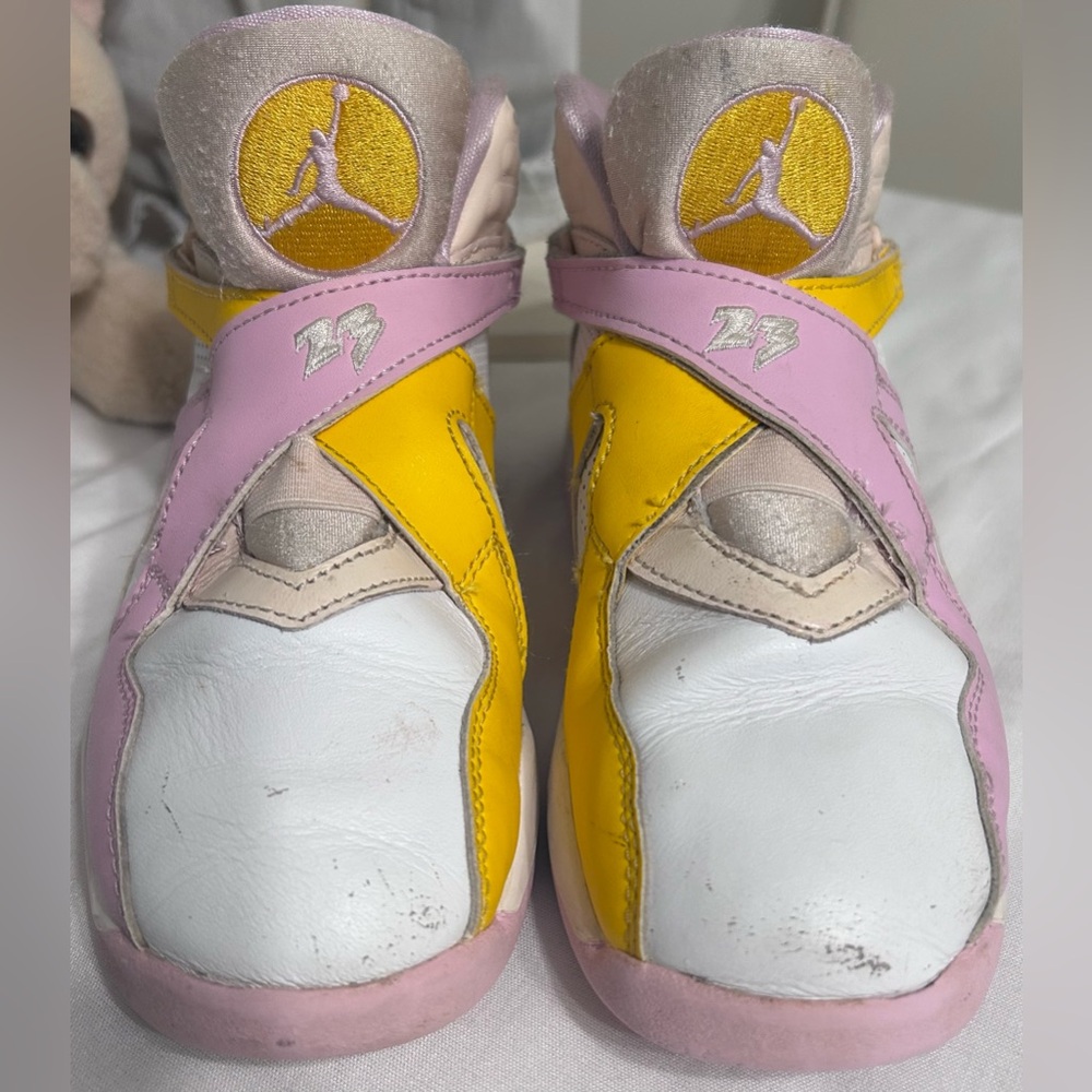 Jordan Sneakers with Pink and Yellow Highlights / Pre-Owned, Clean- No Box - Picture 6 of 10